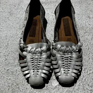 Predictions Metallic Silver Woven Sandals